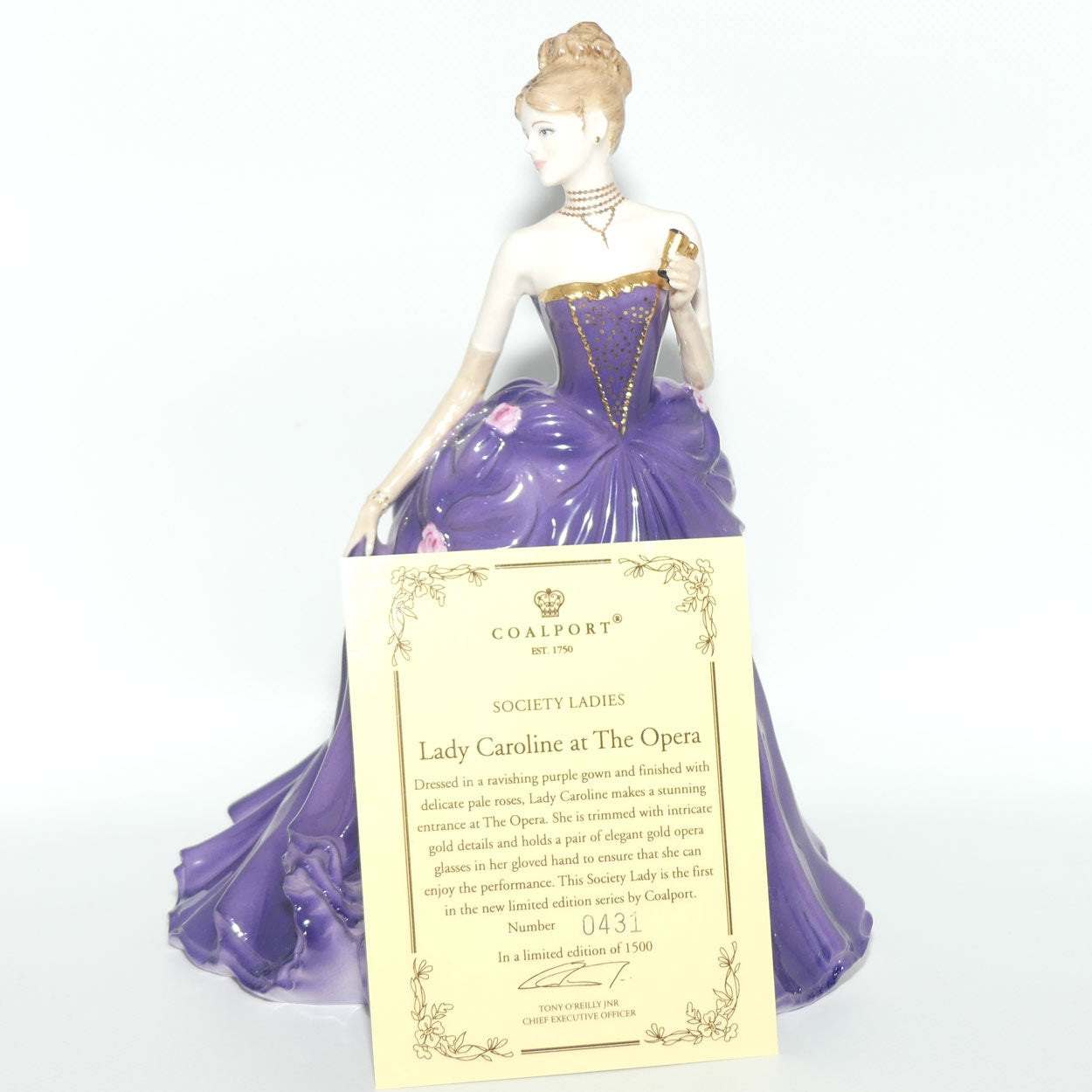 Coalport figurine | Society Ladies | Lady Caroline at the Opera | boxed