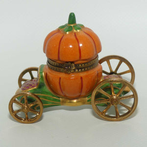 LaGloriette Limoges France Peint Main Pumpkin Coach trinket box