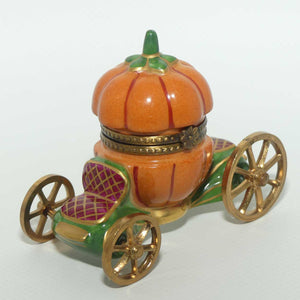 LaGloriette Limoges France Peint Main Pumpkin Coach trinket box