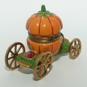 LaGloriette Limoges France Peint Main Pumpkin Coach trinket box