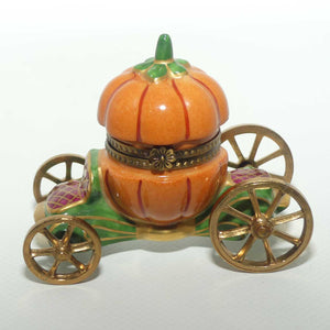 LaGloriette Limoges France Peint Main Pumpkin Coach trinket box