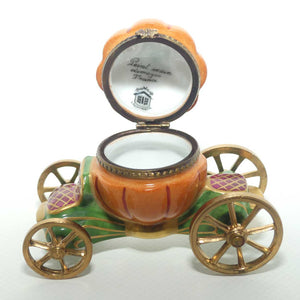 LaGloriette Limoges France Peint Main Pumpkin Coach trinket box