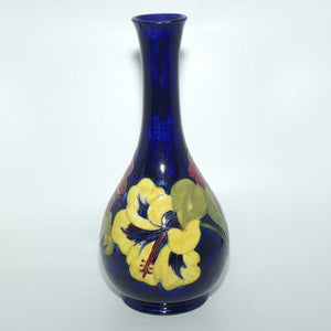 Walter Moorcroft Hibiscus on Blue Ground tall tapering vase | Shape 80