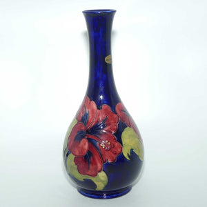 Walter Moorcroft Hibiscus on Blue Ground tall tapering vase | Shape 80