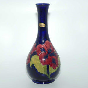 Walter Moorcroft Hibiscus on Blue Ground tall tapering vase | Shape 80