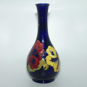 Walter Moorcroft Hibiscus on Blue Ground tall tapering vase | Shape 80