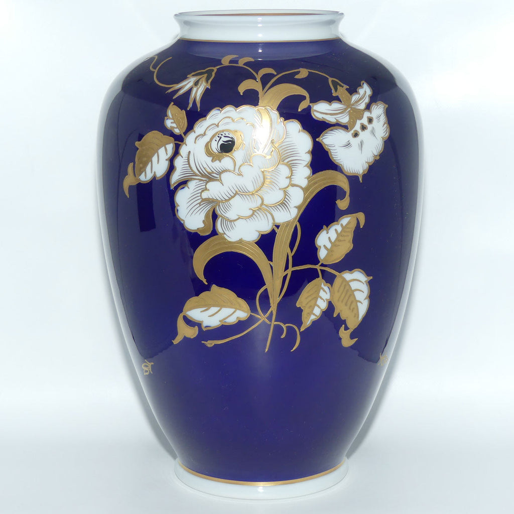 Wallendorf Porcelain | Echt Cobalt Goldrelief large Floral vase