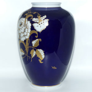 Wallendorf Porcelain | Echt Cobalt Goldrelief large Floral vase