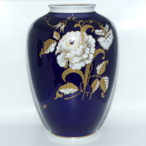 Wallendorf Porcelain | Echt Cobalt Goldrelief large Floral vase