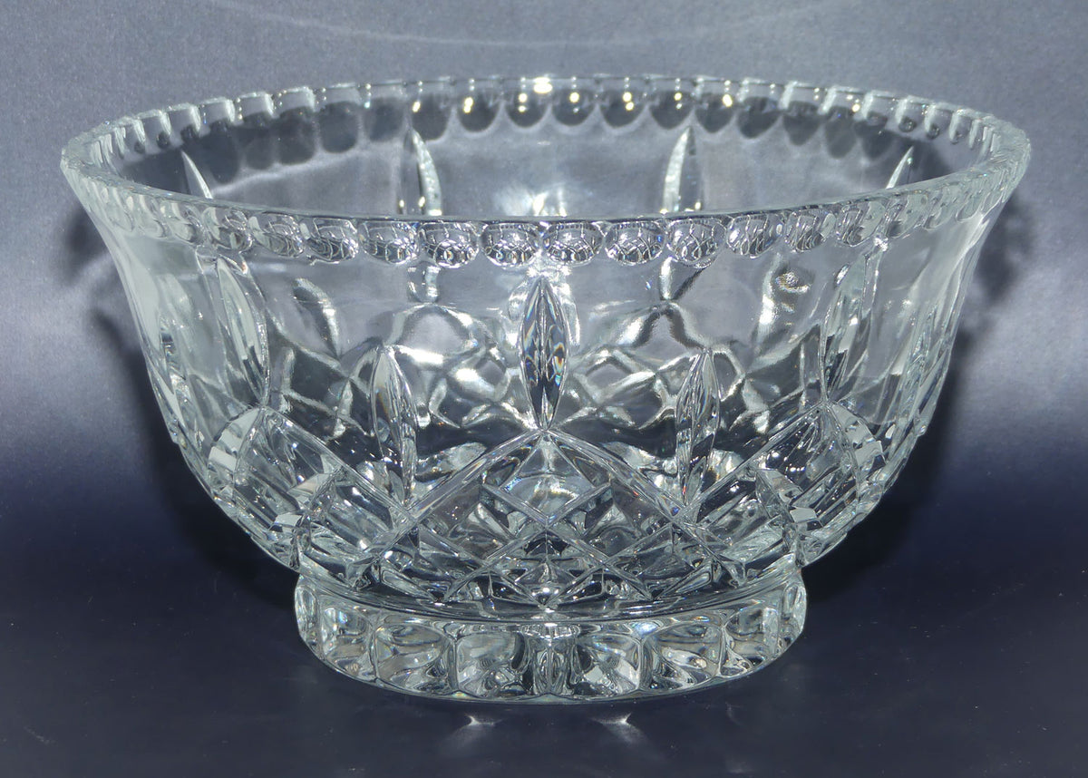 Very Heavy Crystal bowl | Diamond Cut with Facetted Rim | Solid Base