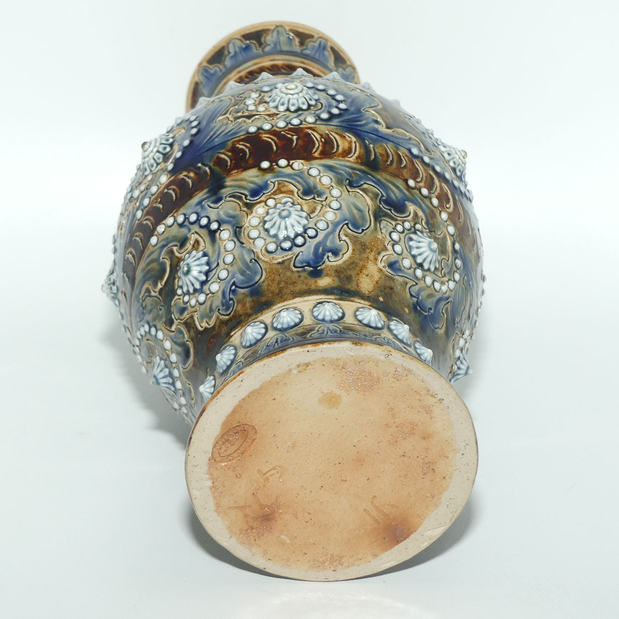 Doulton Lambeth George Tinworth foliate decoration vase (Brown | Blue)