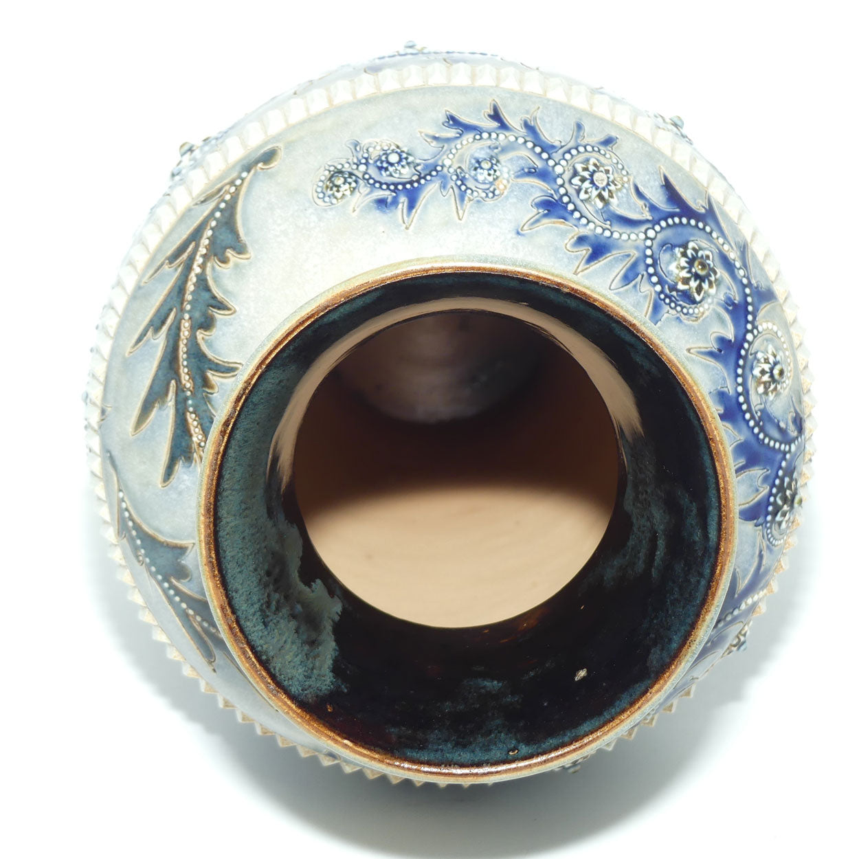 Doulton Lambeth George Tinworth stoneware very large bulbous vase with baguette beads