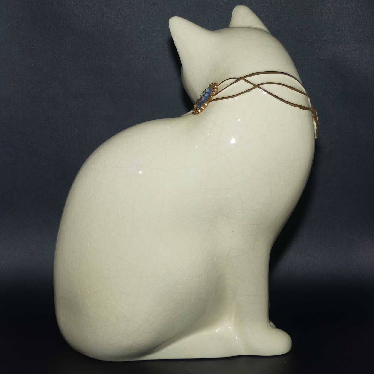 Faienceries de Longwy France Crackle glaze Large Cat
