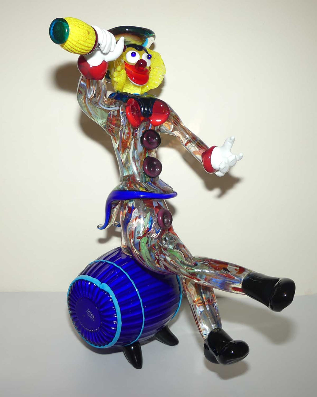 Very large Murano Glass Clown Seated on Barrel Enjoying an Ale | Formia Murano