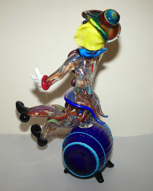 Very large Murano Glass Clown Seated on Barrel Enjoying an Ale | Formia Murano