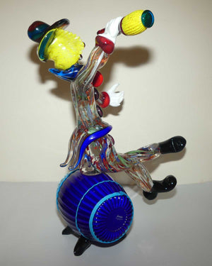 Very large Murano Glass Clown Seated on Barrel Enjoying an Ale | Formia Murano