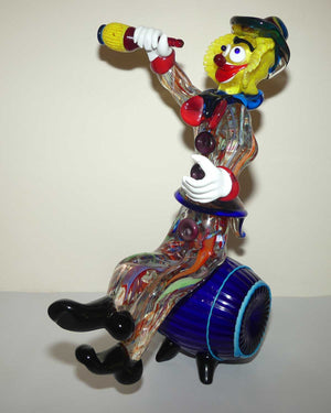 Very large Murano Glass Clown Seated on Barrel Enjoying an Ale | Formia Murano