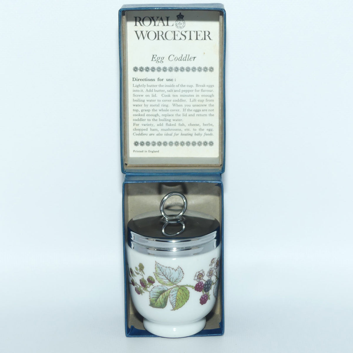 Royal Worcester Grape and Vine decorated egg coddler | Large | #2 | Boxed
