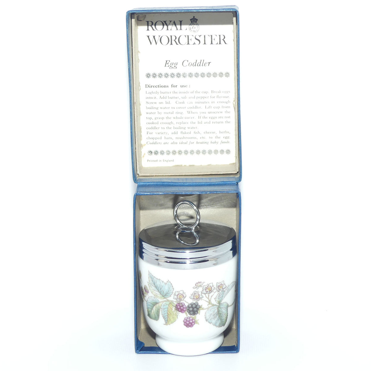 Royal Worcester Grape and Vine decorated egg coddler | Large | #5 | Boxed