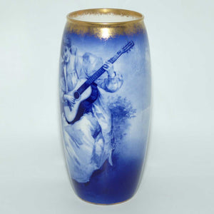 Royal Doulton Blue Childrens large cylinder vase |Woman with Guitar|