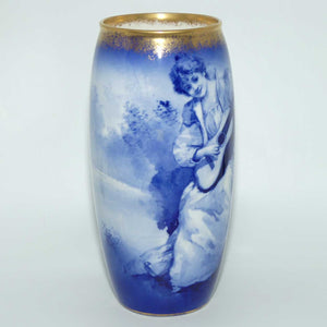 Royal Doulton Blue Childrens large cylinder vase |Woman with Guitar|