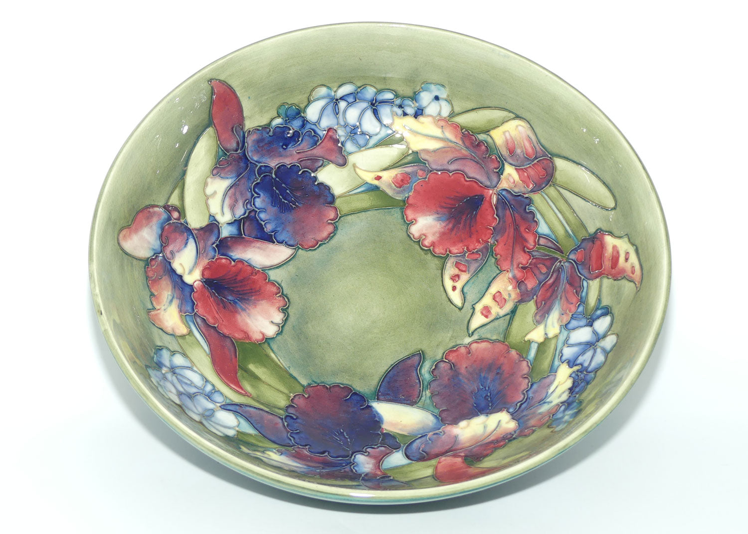 Walter Moorcroft Orchid on Green Ground | large deep bowl