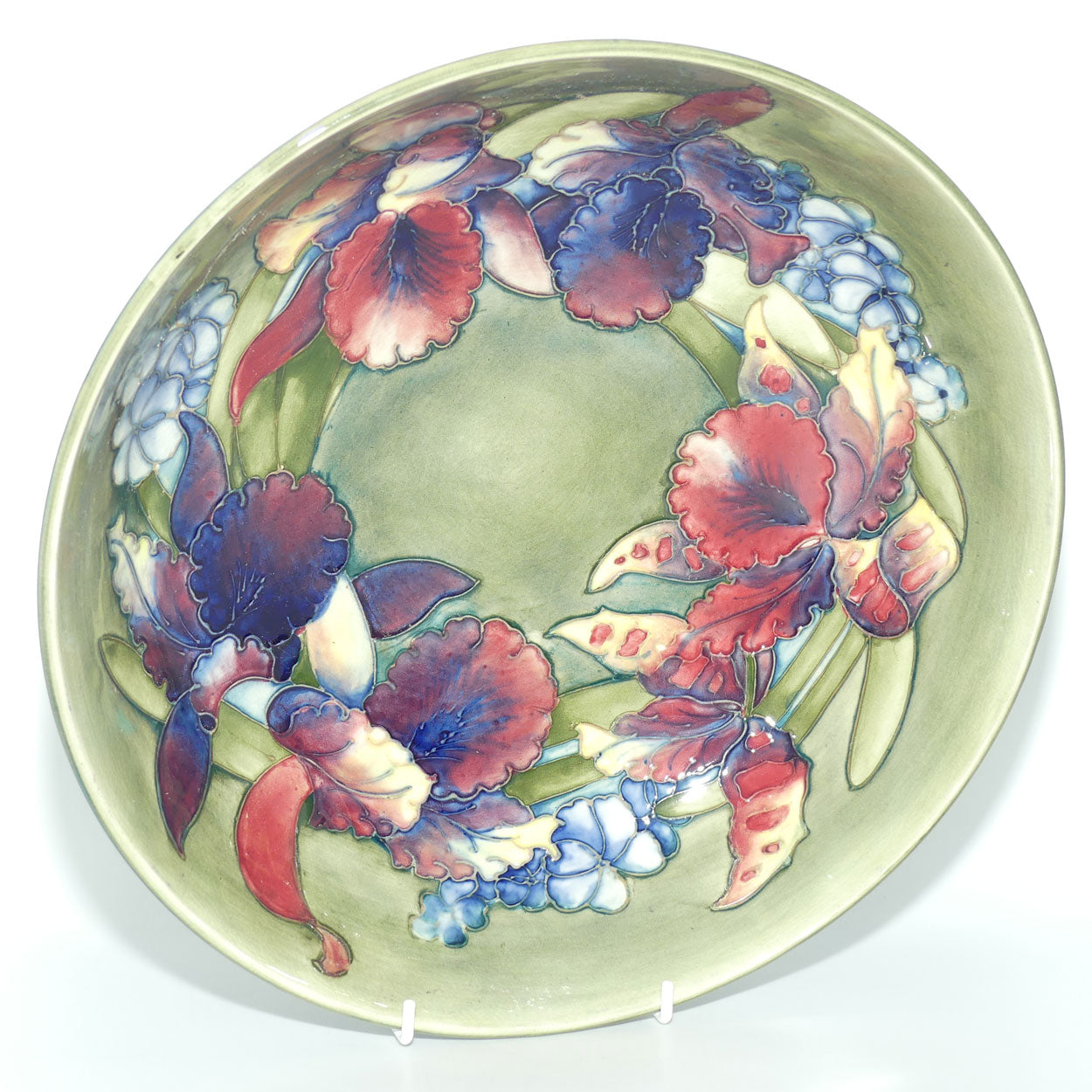 Walter Moorcroft Orchid on Green Ground | large deep bowl