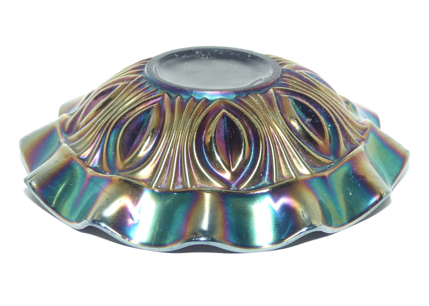 Australian Crown Crystal Amethyst Carnival Glass bowl | Lattice | 18cm