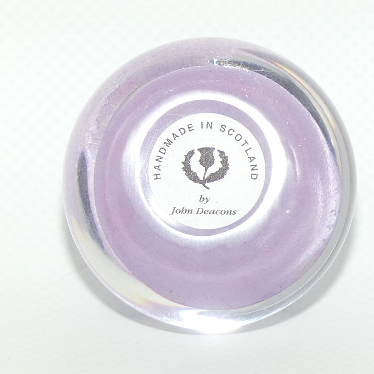 John Deacons Scotland Complex Latticino Garland miniature paperweight | Mauve