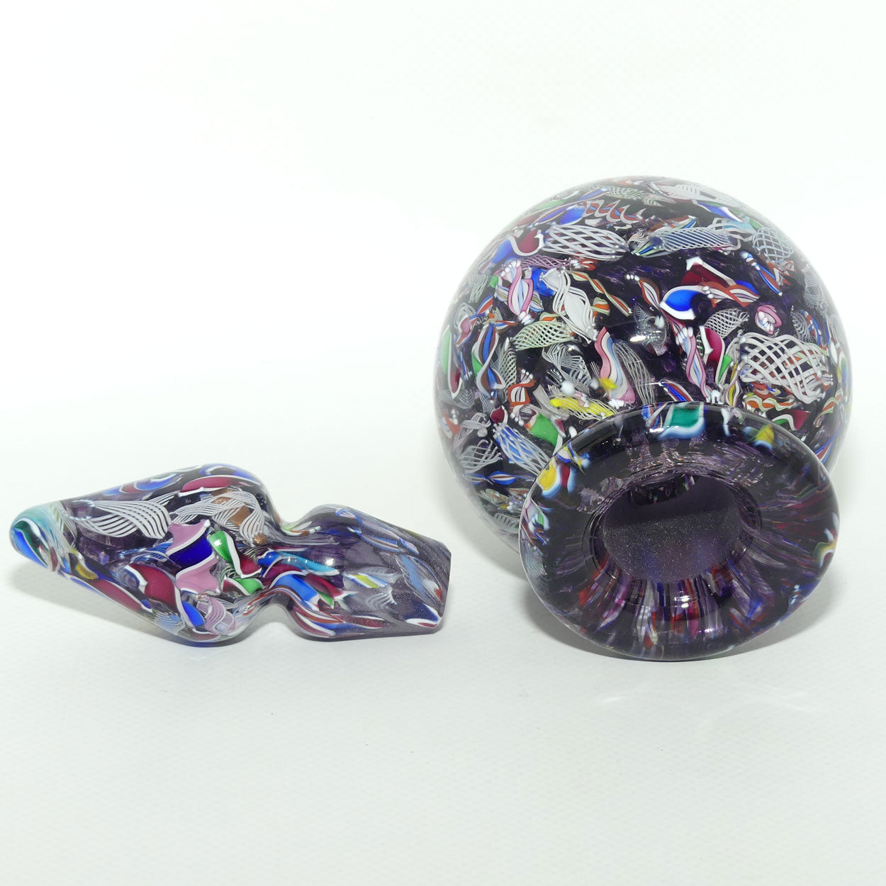 John Deacons Scotland Perfume Bottle Latticino End of Day | Amethyst