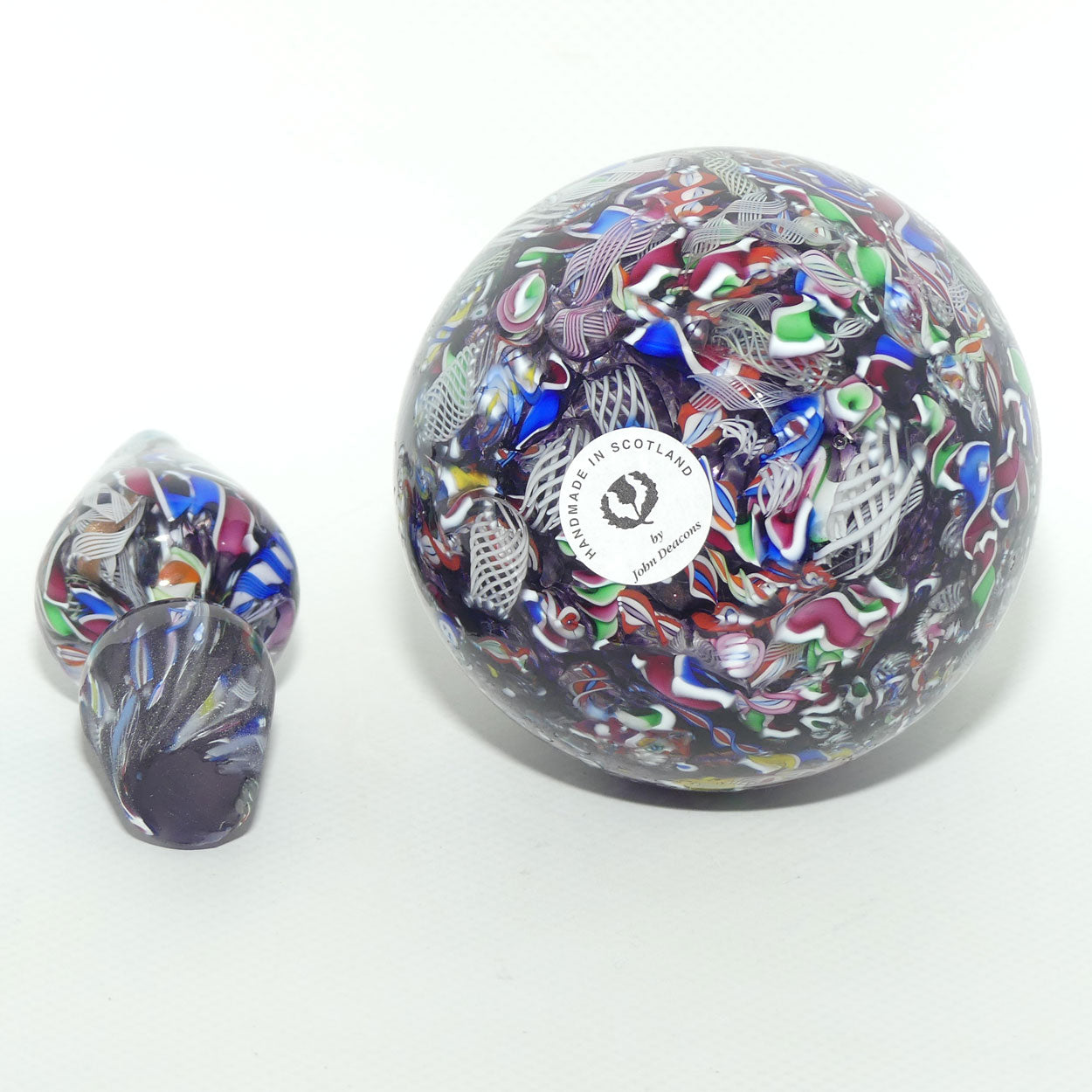 John Deacons Scotland Perfume Bottle Latticino End of Day | Amethyst