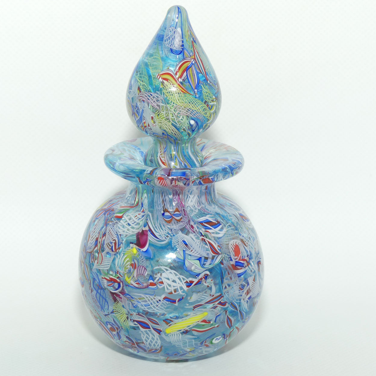 John Deacons Scotland Perfume Bottle Latticino End of Day | Pale Blue