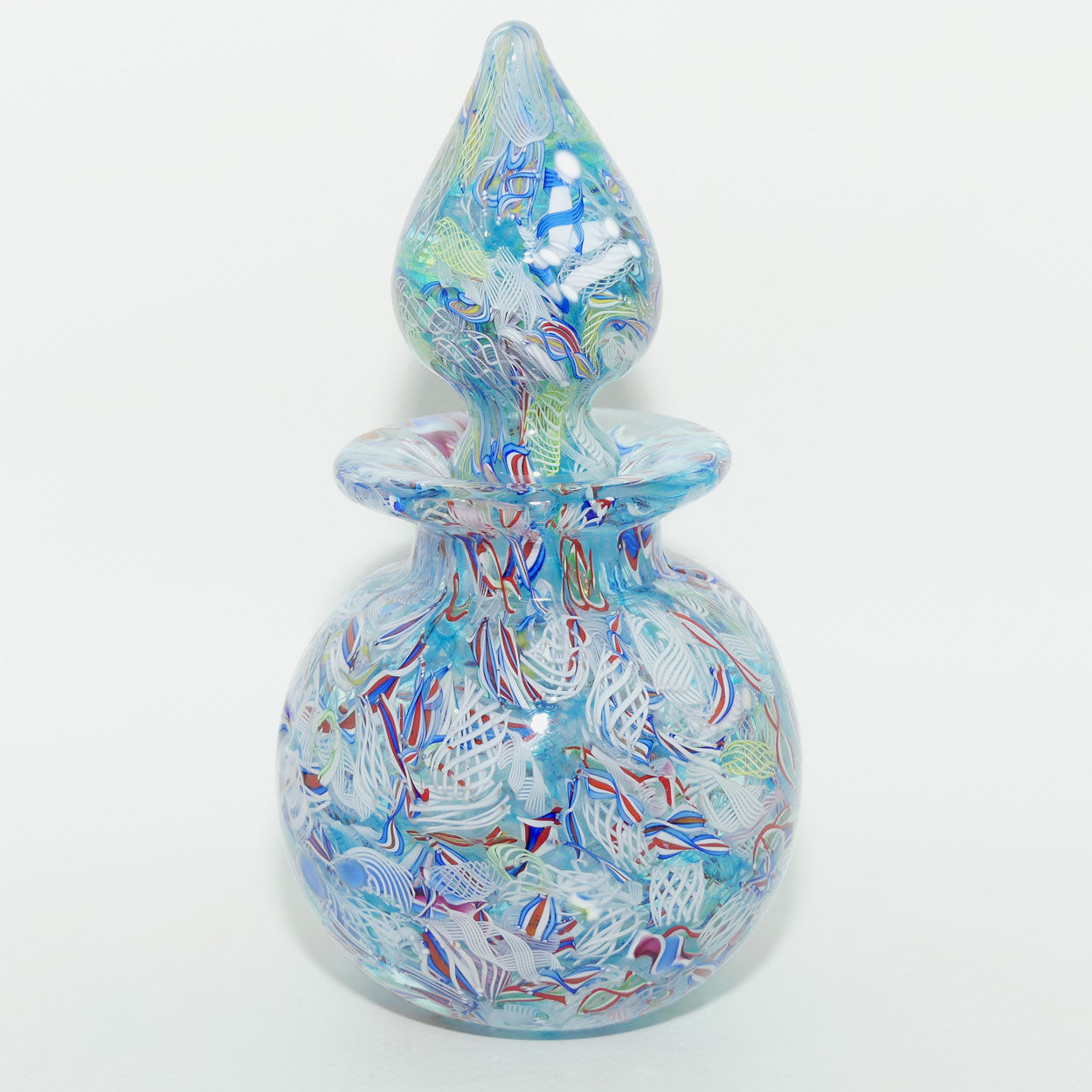 John Deacons Scotland Perfume Bottle Latticino End of Day | Pale Blue