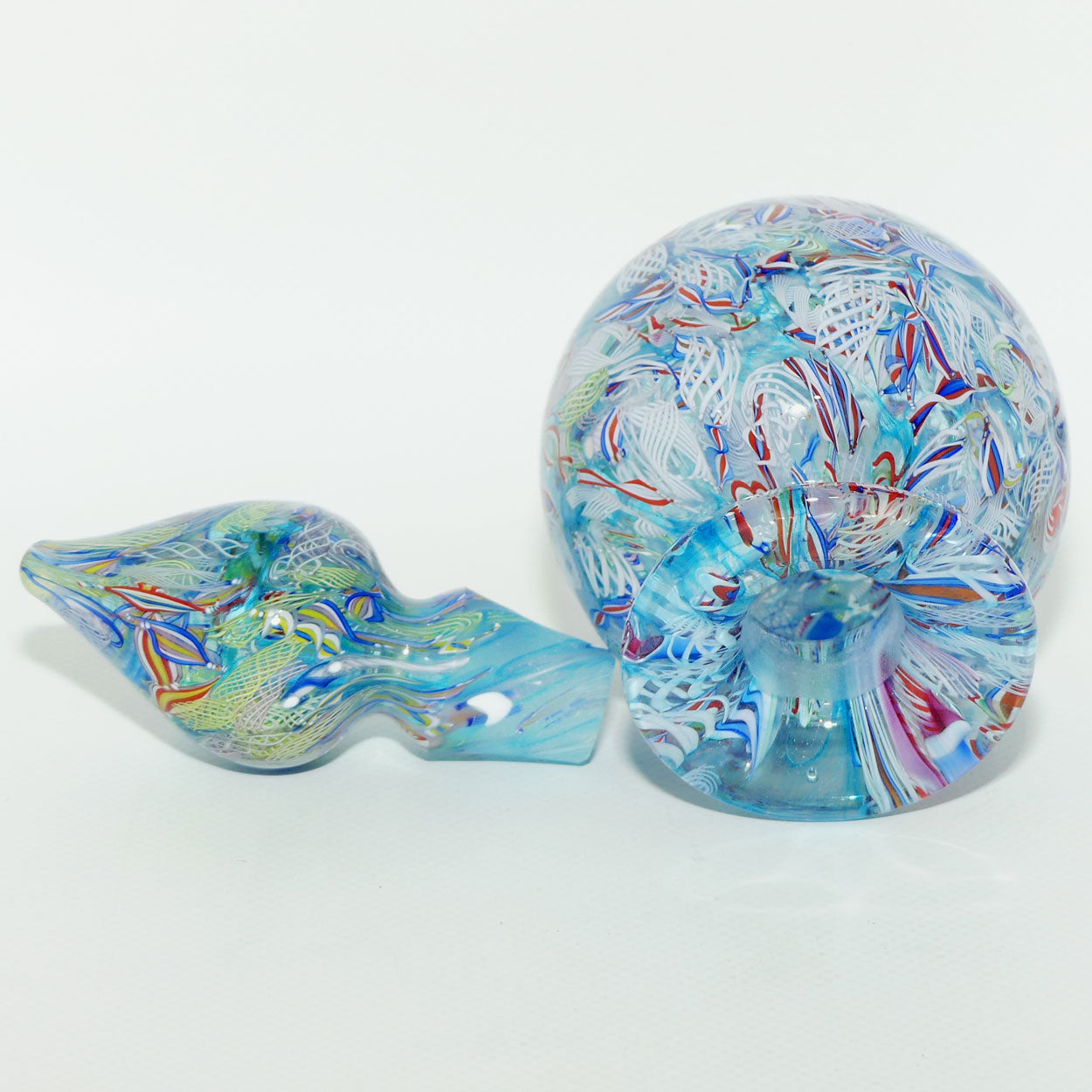 John Deacons Scotland Perfume Bottle Latticino End of Day | Pale Blue