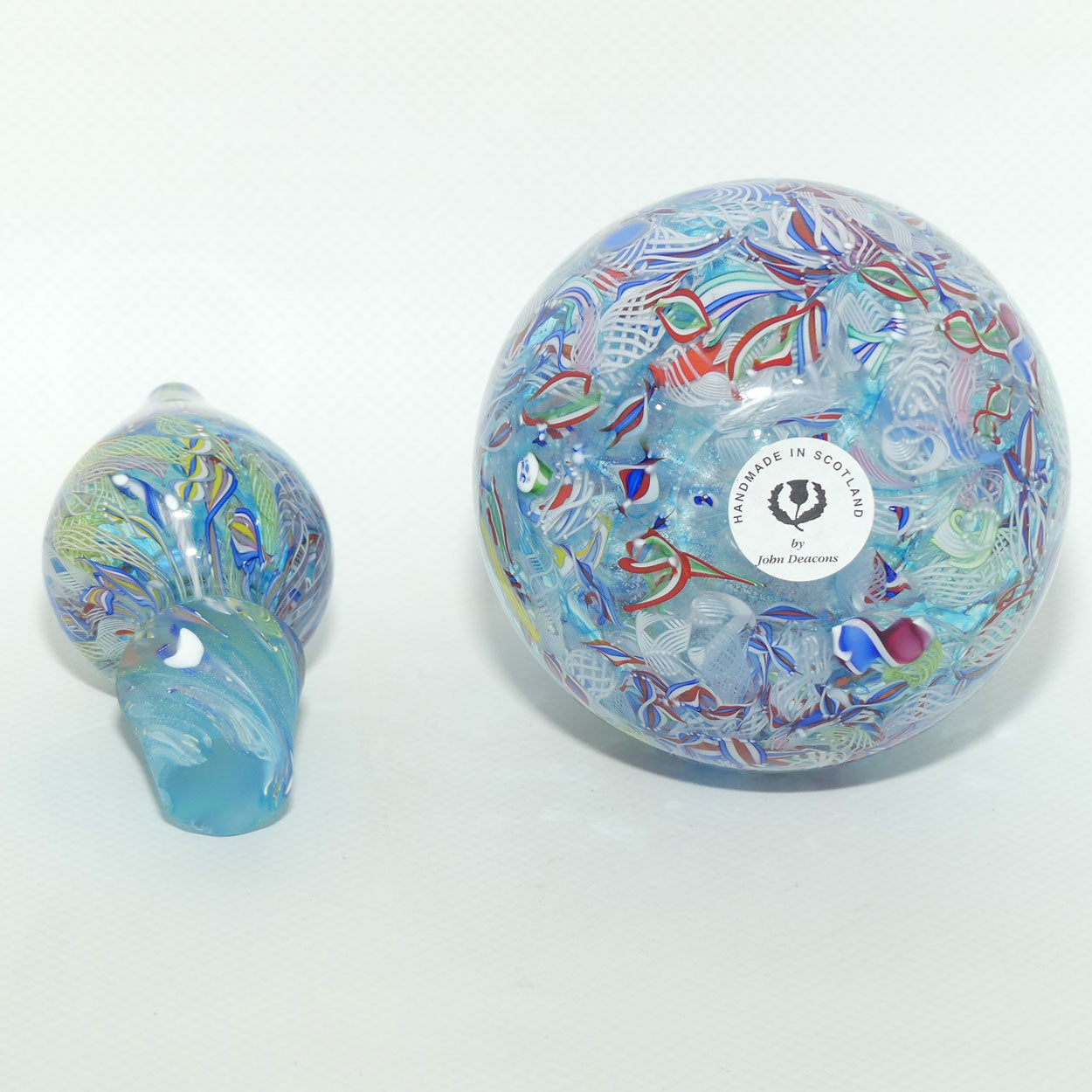 John Deacons Scotland Perfume Bottle Latticino End of Day | Pale Blue