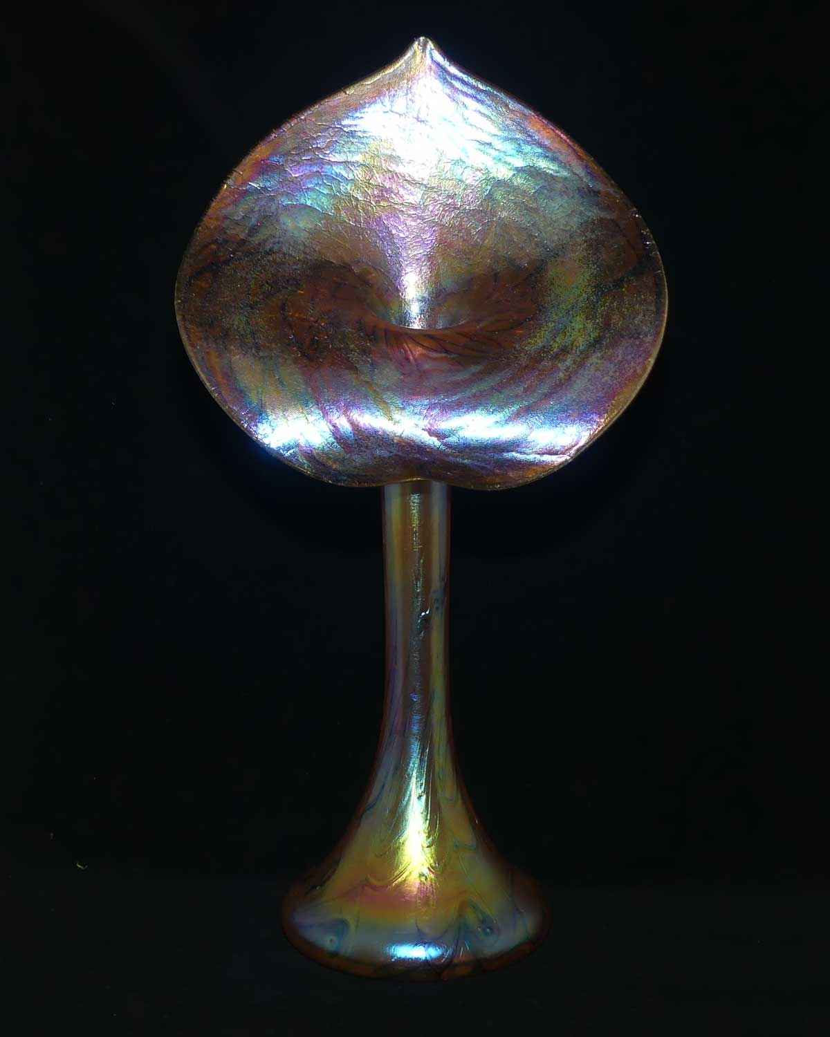 Art Nouveau Favrene glass Jack in the Pulpit vase with Mulberry tones