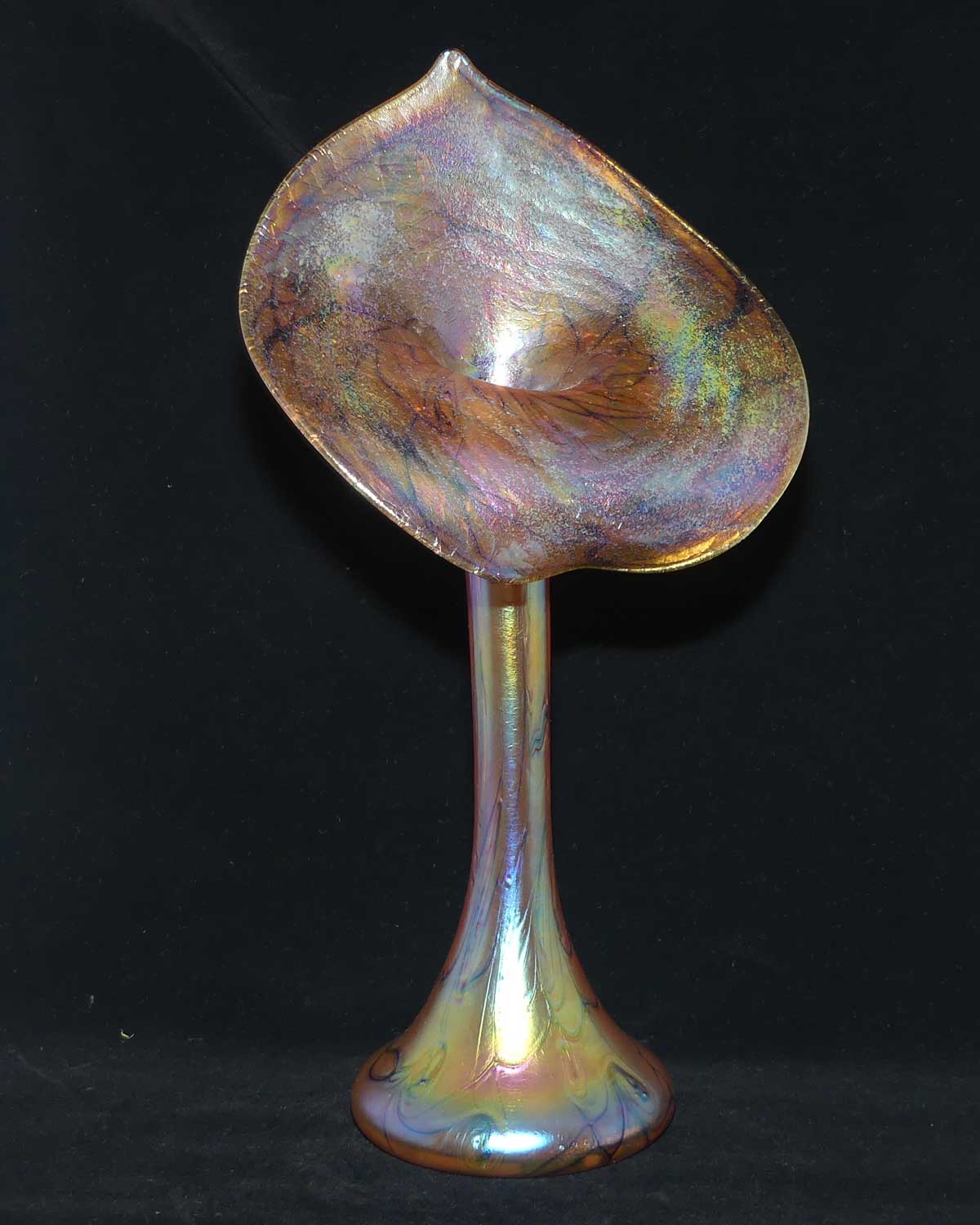 Art Nouveau Favrene glass Jack in the Pulpit vase with Mulberry tones