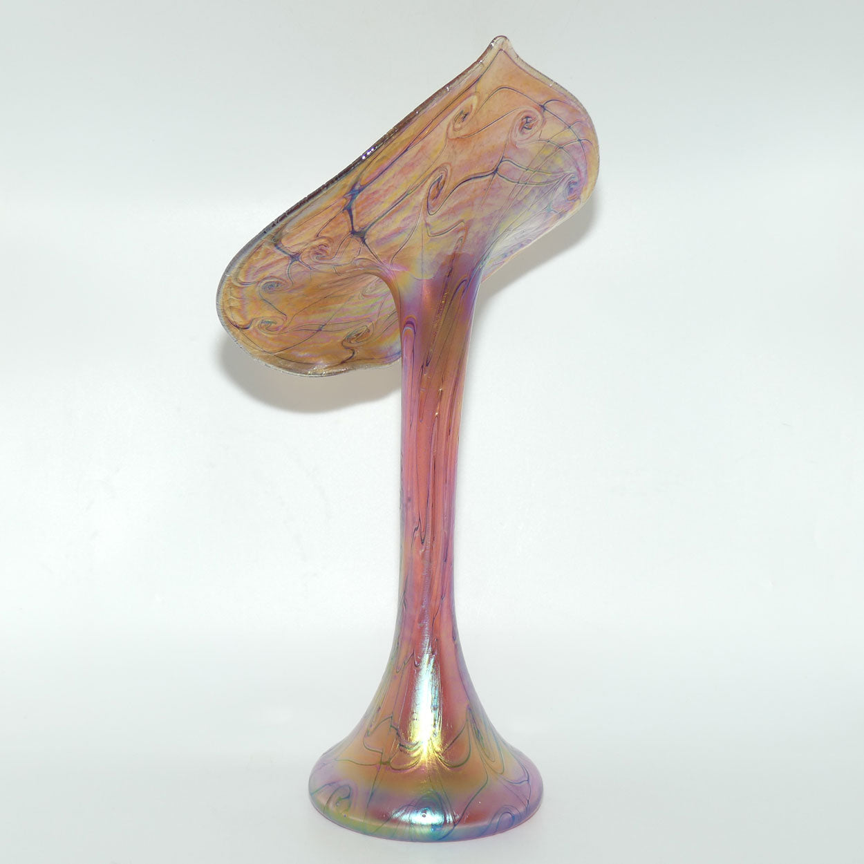 Art Nouveau Favrene glass Jack in the Pulpit vase with Mulberry tones