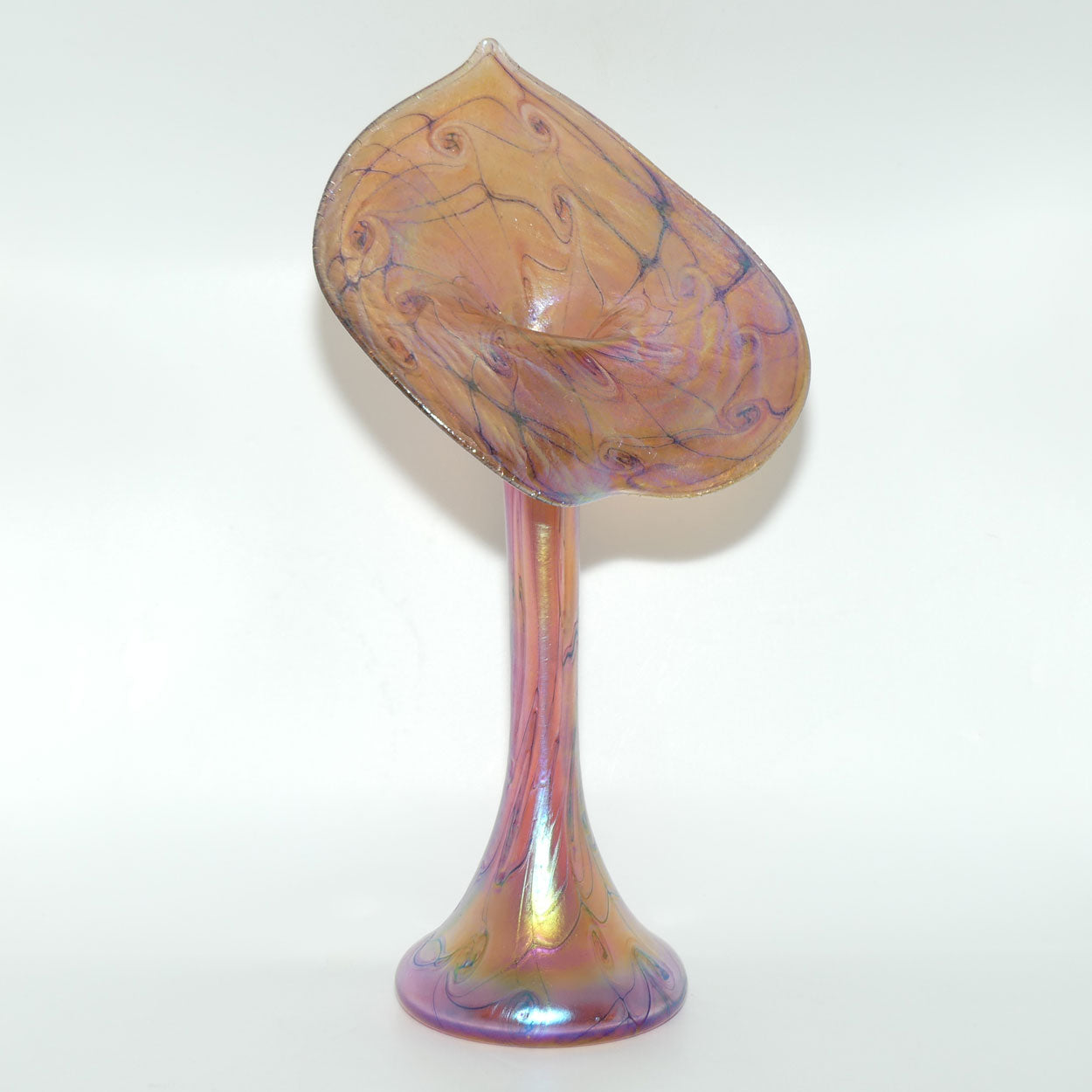 Art Nouveau Favrene glass Jack in the Pulpit vase with Mulberry tones