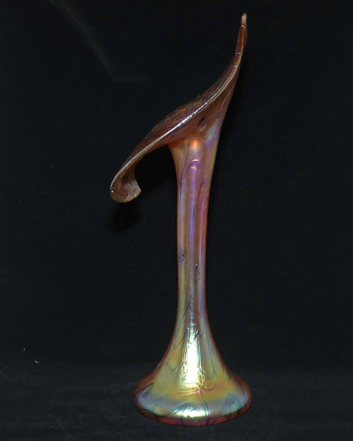 Art Nouveau Favrene glass Jack in the Pulpit vase with Mulberry tones