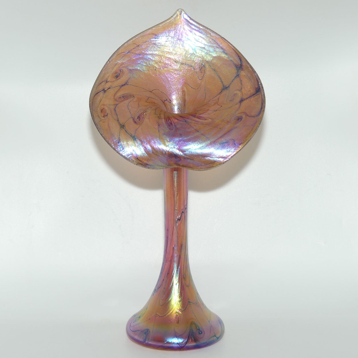 Art Nouveau Favrene glass Jack in the Pulpit vase with Mulberry tones