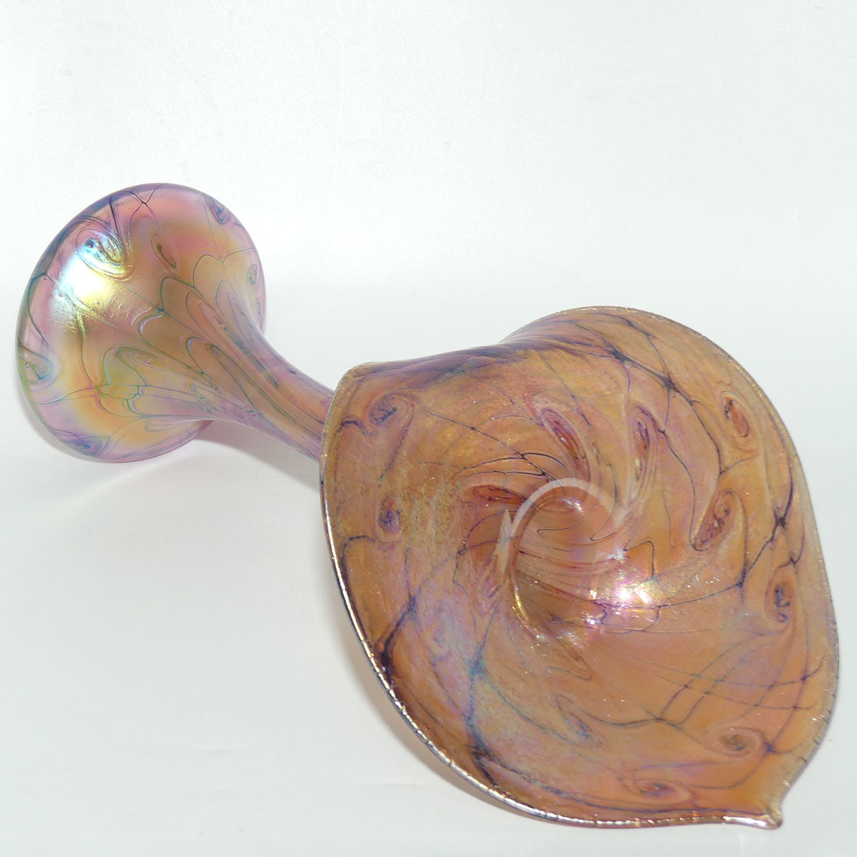 Art Nouveau Favrene glass Jack in the Pulpit vase with Mulberry tones