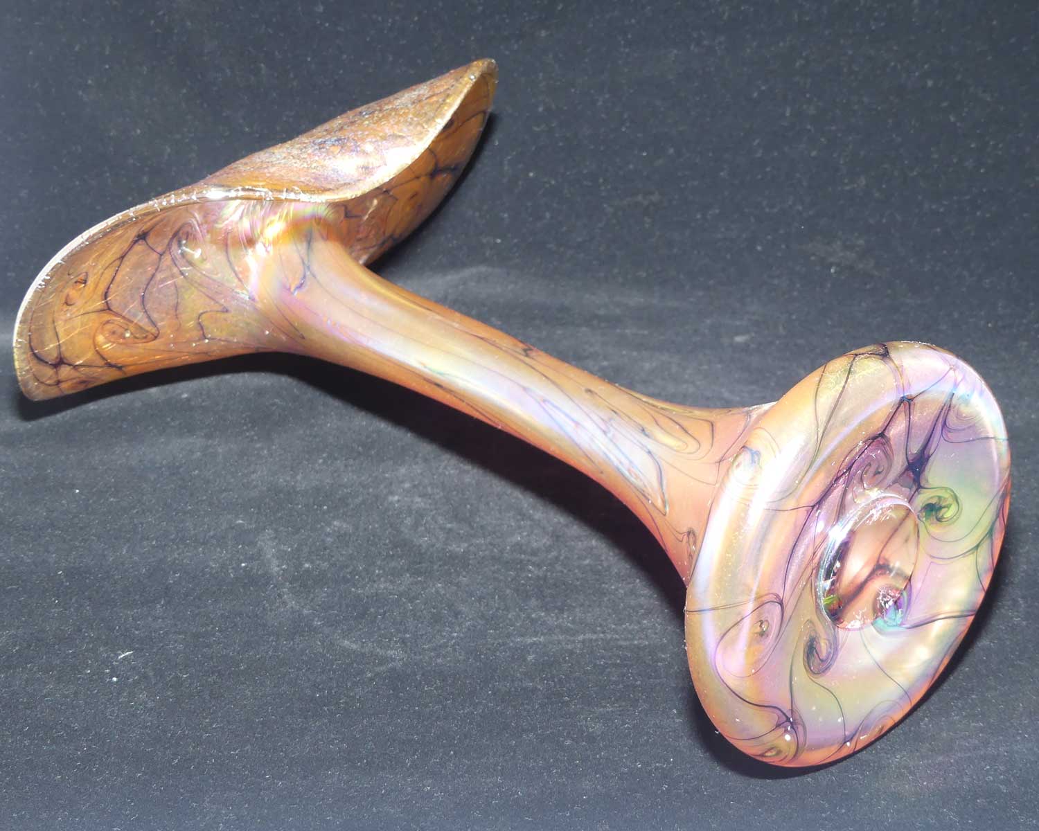 Art Nouveau Favrene glass Jack in the Pulpit vase with Mulberry tones