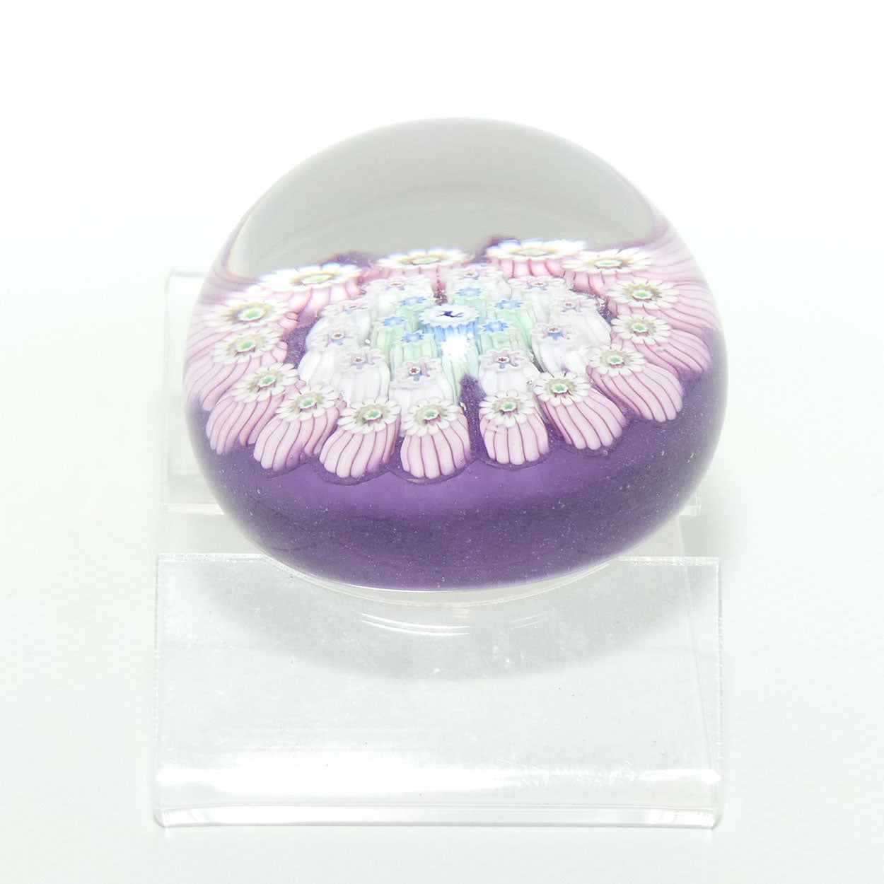 John Deacons Scotland Millefiori Silhouette Cane miniature paperweight | Lavender