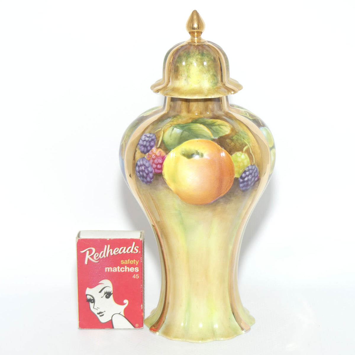 Hand Painted Lidded Fruit Urn signed Leaman