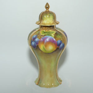 Hand Painted Lidded Fruit Urn signed Leaman