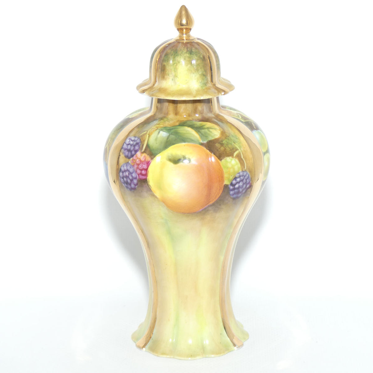 Hand Painted Lidded Fruit Urn signed Leaman
