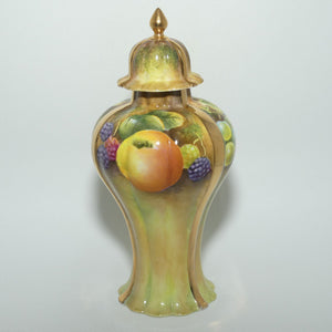 Hand Painted Lidded Fruit Urn signed Leaman