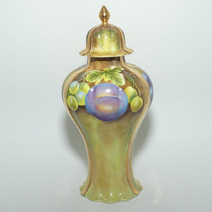 Hand Painted Lidded Fruit Urn signed Leaman