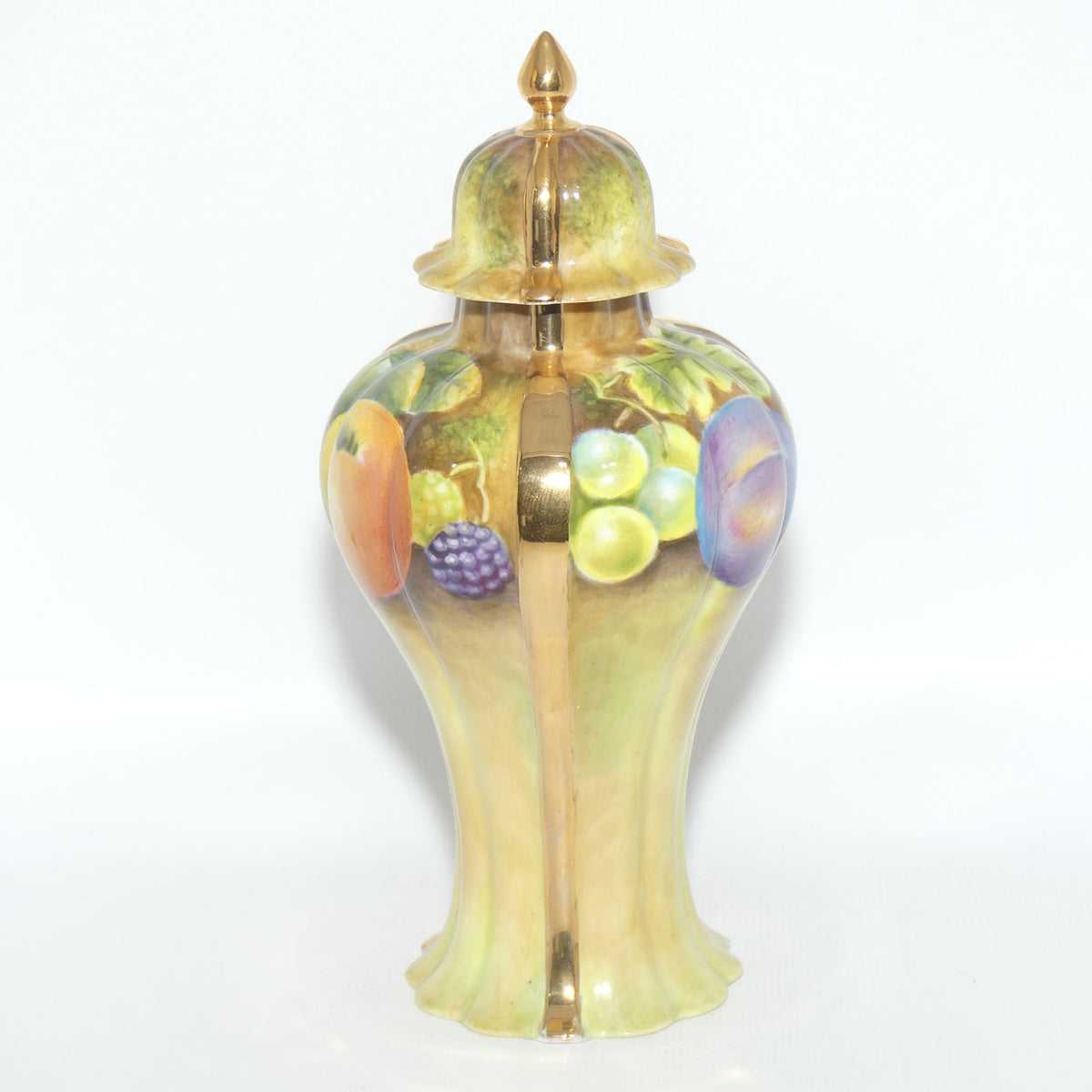 Hand Painted Lidded Fruit Urn signed Leaman